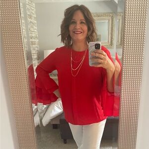 Who What Wear red bell sleeve blouse size XXL